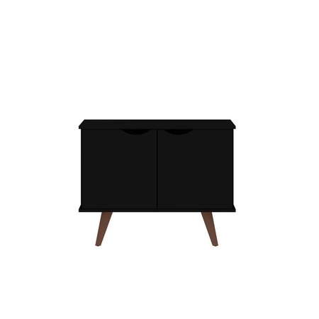 DESIGNED TO FURNISH Hampton Accent Cabinet with 2 Shelves Solid Wood Legs in Black, 25.59 x 33.07 x 15.75 in. DE2616300